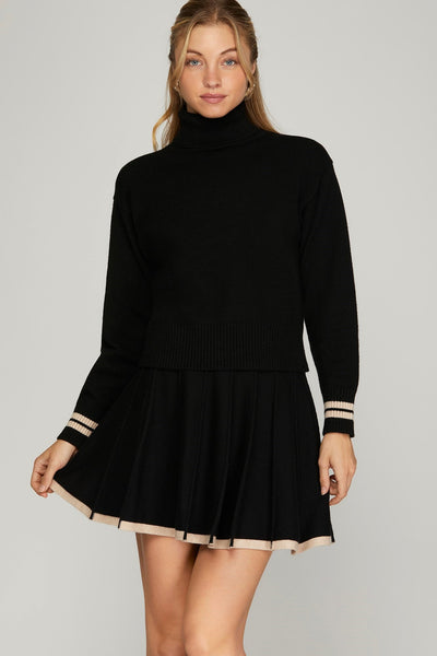 Scarlett Contrast Turtleneck Sweater Black