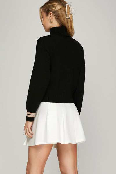 Scarlett Contrast Turtleneck Sweater Black