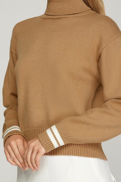 Scarlett Contrast Turtleneck Sweater Camel