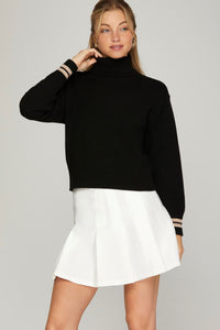 Scarlett Contrast Turtleneck Sweater Black