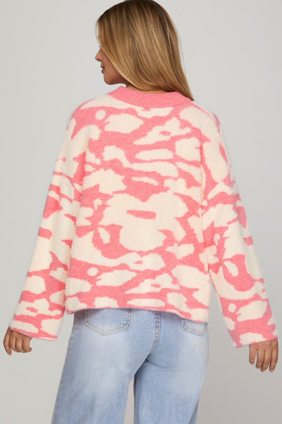 Siri Floral Print Sweater Pink