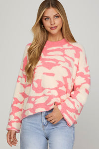 Siri Floral Print Sweater Pink