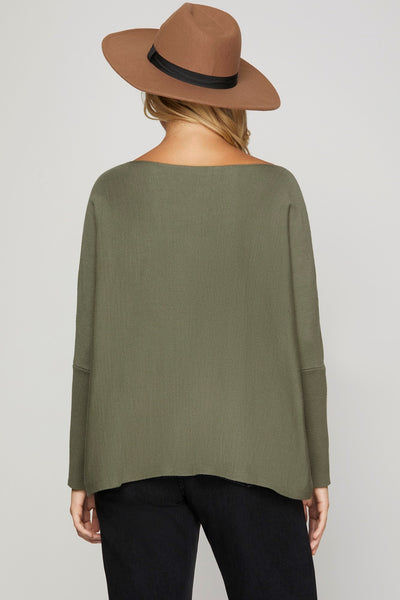 Camila Boat Neck Sweater Olive