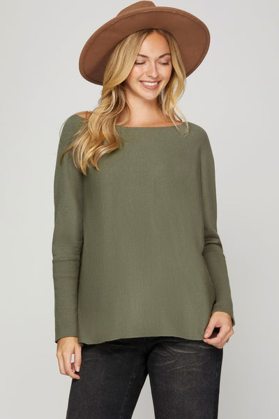 Camila Boat Neck Sweater Olive