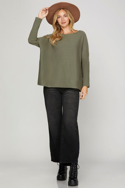 Camila Boat Neck Sweater Olive