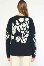 Antique Floral Print Sweater Black