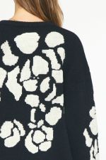 Antique Floral Print Sweater Black