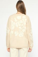 Antique Floral Print Sweater Oatmeal