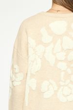 Antique Floral Print Sweater Oatmeal