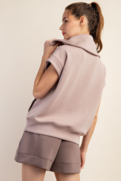 Luxe Loungewear SS 1/2 Zip Light Mocha