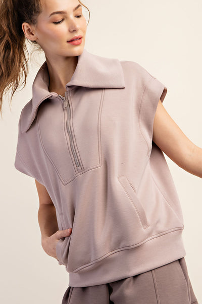 Luxe Loungewear SS 1/2 Zip Light Mocha