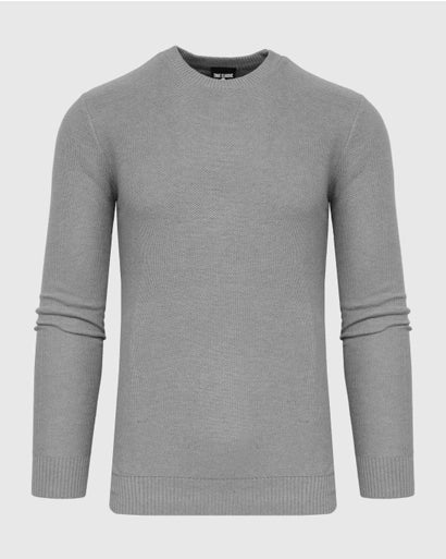 Crew Neck Pique Sweater Gray