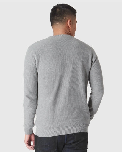 Crew Neck Pique Sweater Gray