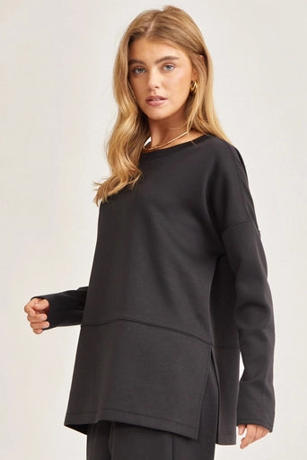 Luxe Loungewear Crew Tunic Black