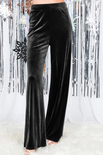 Velvet Wide-Leg Pants Black