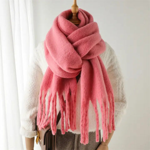 Winter Warm Tassel Scarf Watermelon