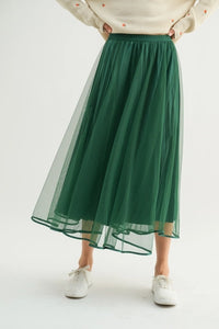 Tulle Midi Skirt Green