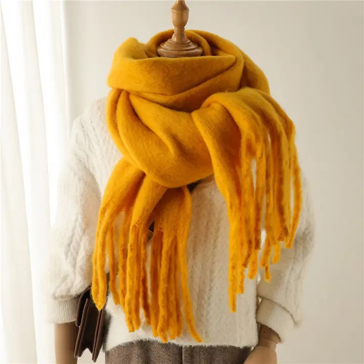 Winter Warm Tassel Scarf Yellow