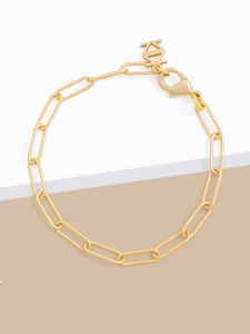 Micro Paperclip Chain Bracelet Matte Gold