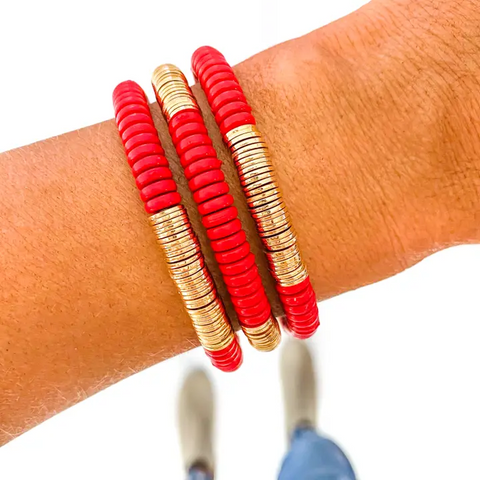 Red & Gold Disc Bracelet