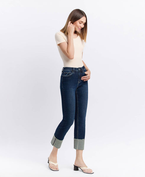 Lovervet High Rise Cuffed Crop Slim Straight Jean