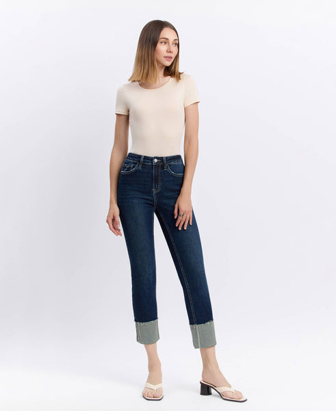 Lovervet High Rise Cuffed Crop Slim Straight Jean