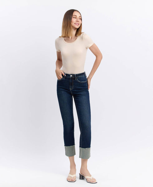 Lovervet High Rise Cuffed Crop Slim Straight Jean