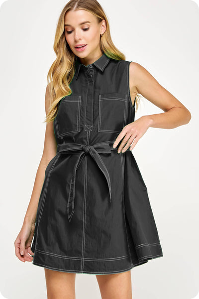 Mini Shirt Dress Black