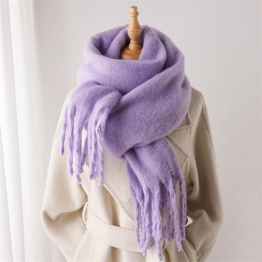 Winter Warm Tassel Scarf Purple