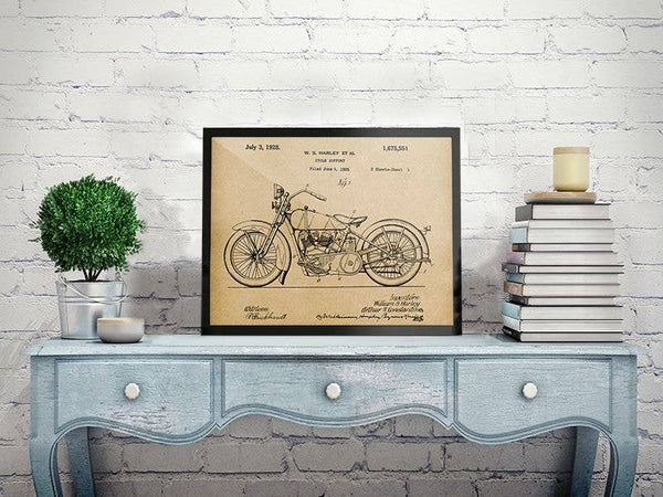 Harley Motorcycle 1928 Patent Art Print